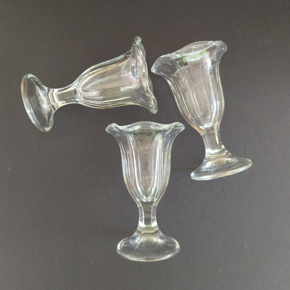 Anchor Hocking Fountainware Clear Footed Sundae Glasses Set of Three - Picture 1 of 11